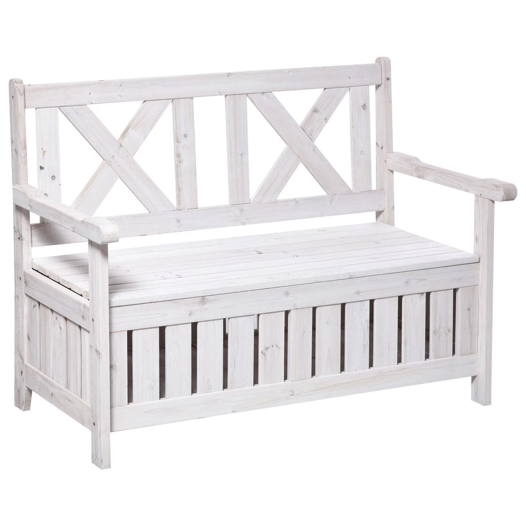 White Wooden Storage Bench I527