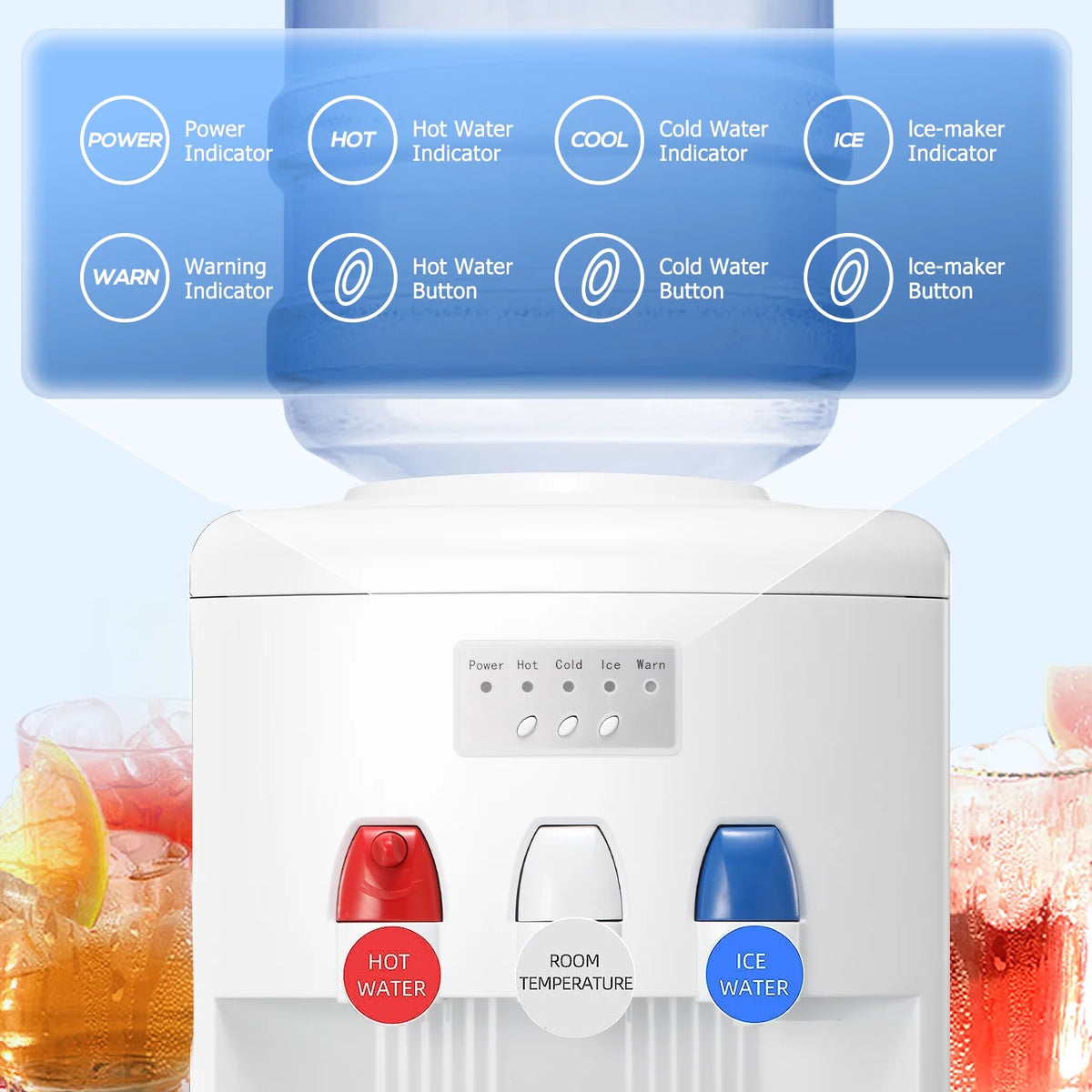 White Top Loading Water Cooler Dispenser with Ice Maker G21426