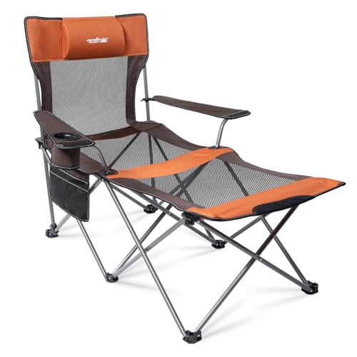 6 Legged Reclining Camping Chair with Foot Rest and Carry Bag Grey R56794
