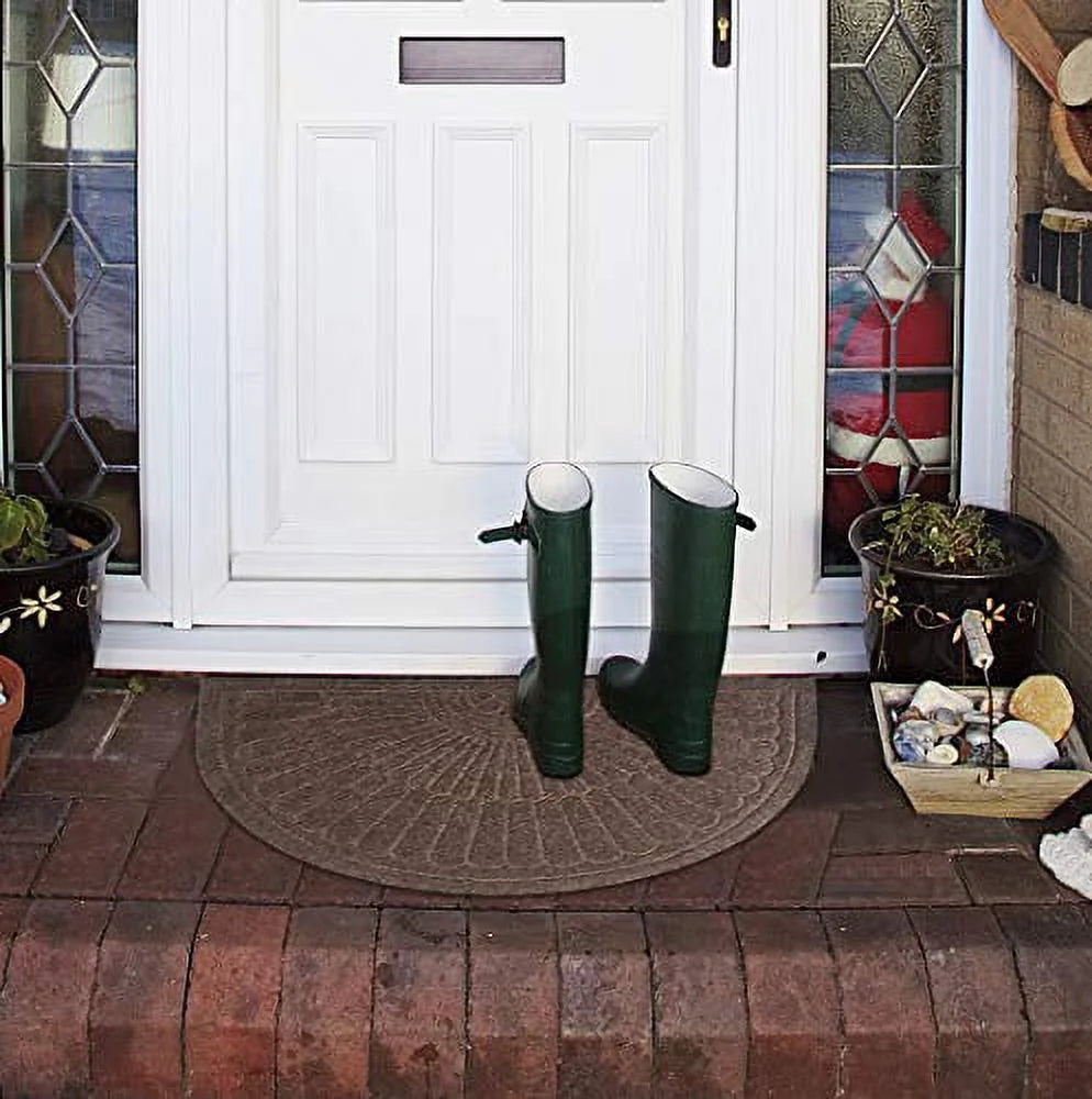 Half Round Non Slip Washable Door Mat 2pcs Y5164