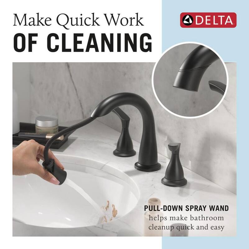 8 in. Double Handle Pull-Down Spout Bathroom Faucet Matte Black Z799
