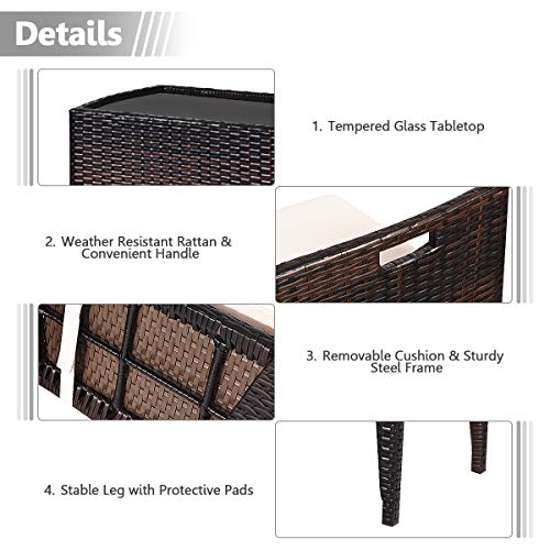 3 PCS Cushioned Outdoor Wicker Patio Set V906