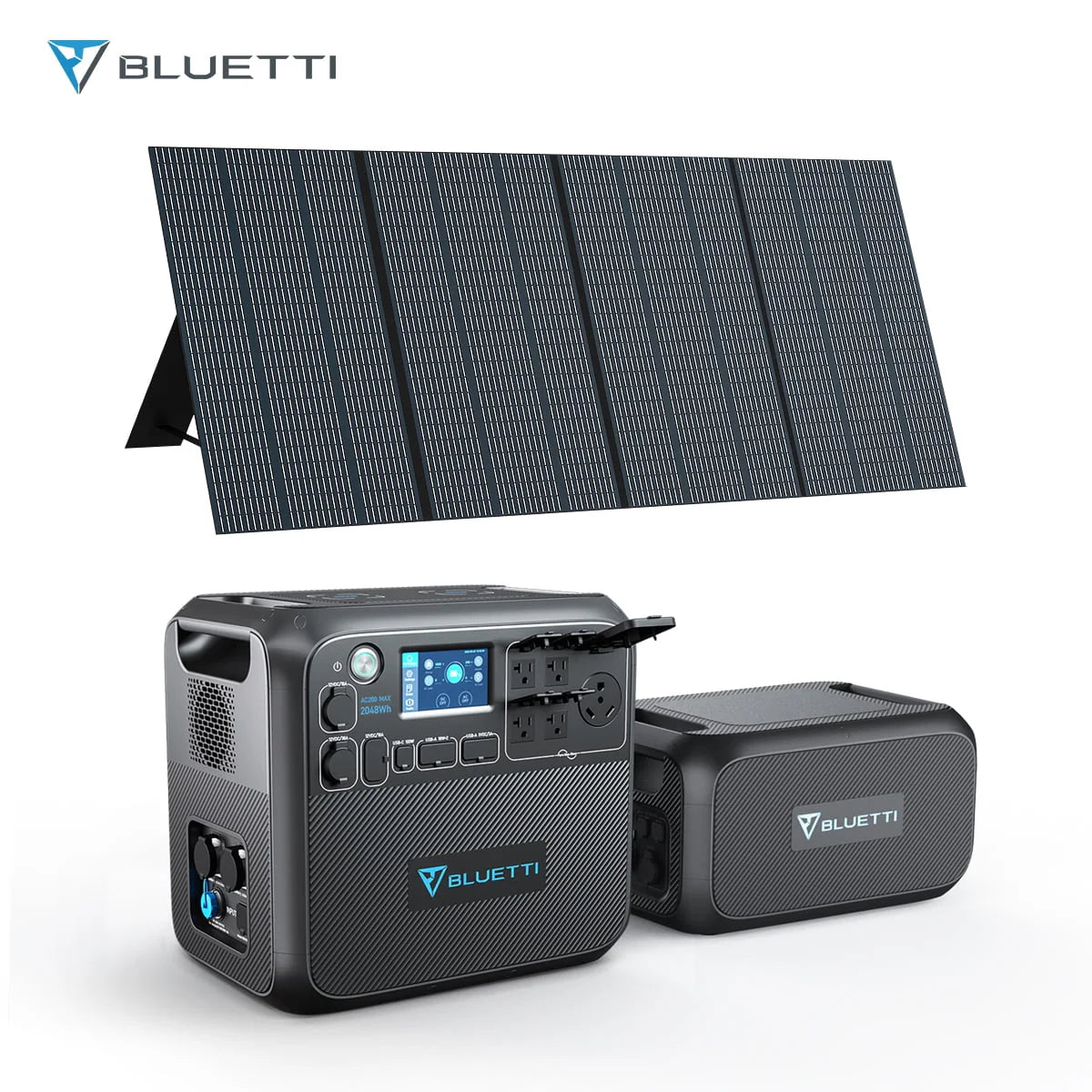 Portable Power Station with External Battery Module and 350W Solar Panel N7570