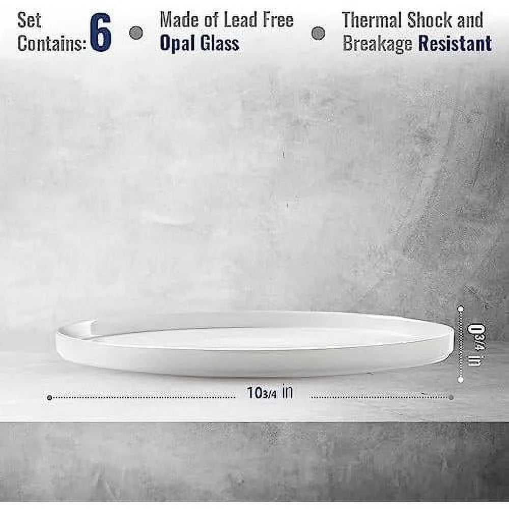 Set Of 6 Tempered Opal Glass Dinner Plates X335