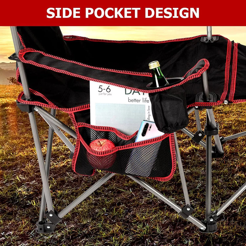 Black & Red Outdoor Camping Chair with Removable Footrest T961596