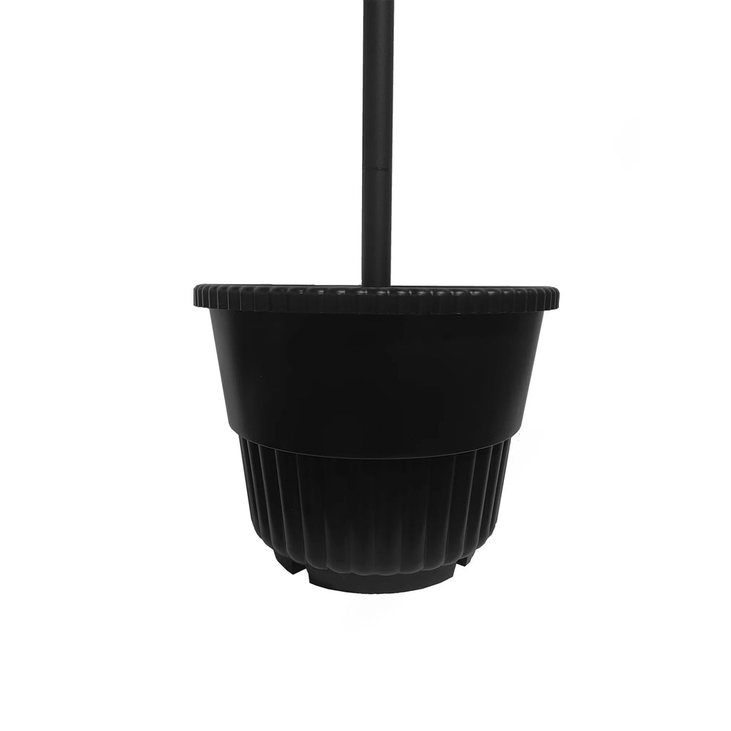 Black Triple Head Solar Lamp and Post Set with Round Planter Q7017