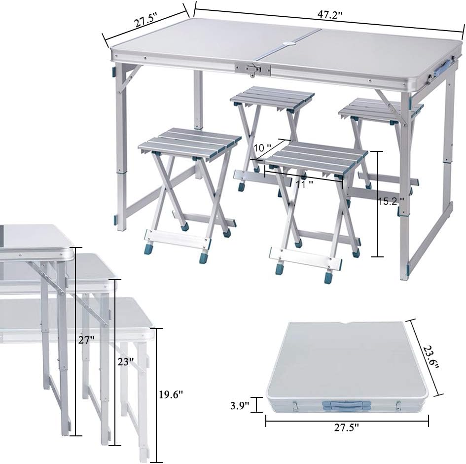 Folding Picnic Table with 4 Stools E962169