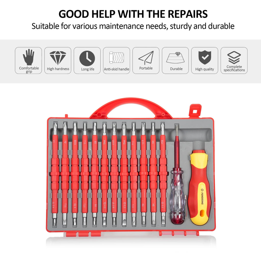 12 Pcs Screwdriver and Test Pencil Set Non-Slip Handle R463402