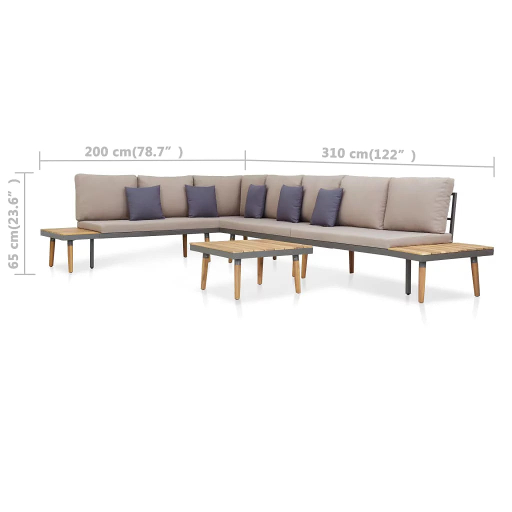 7-Seater Patio Lounge Set with Cushions Acacia Wood Brown X368705