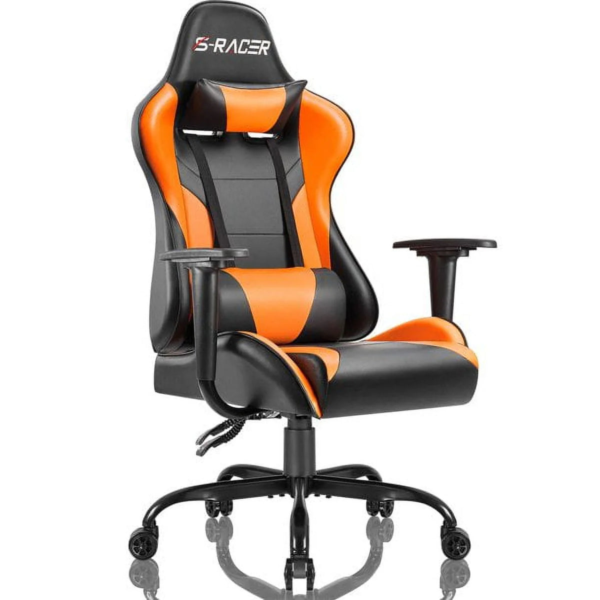 Black PU Leather Ergonomic Gaming Chair with Headrest N6587