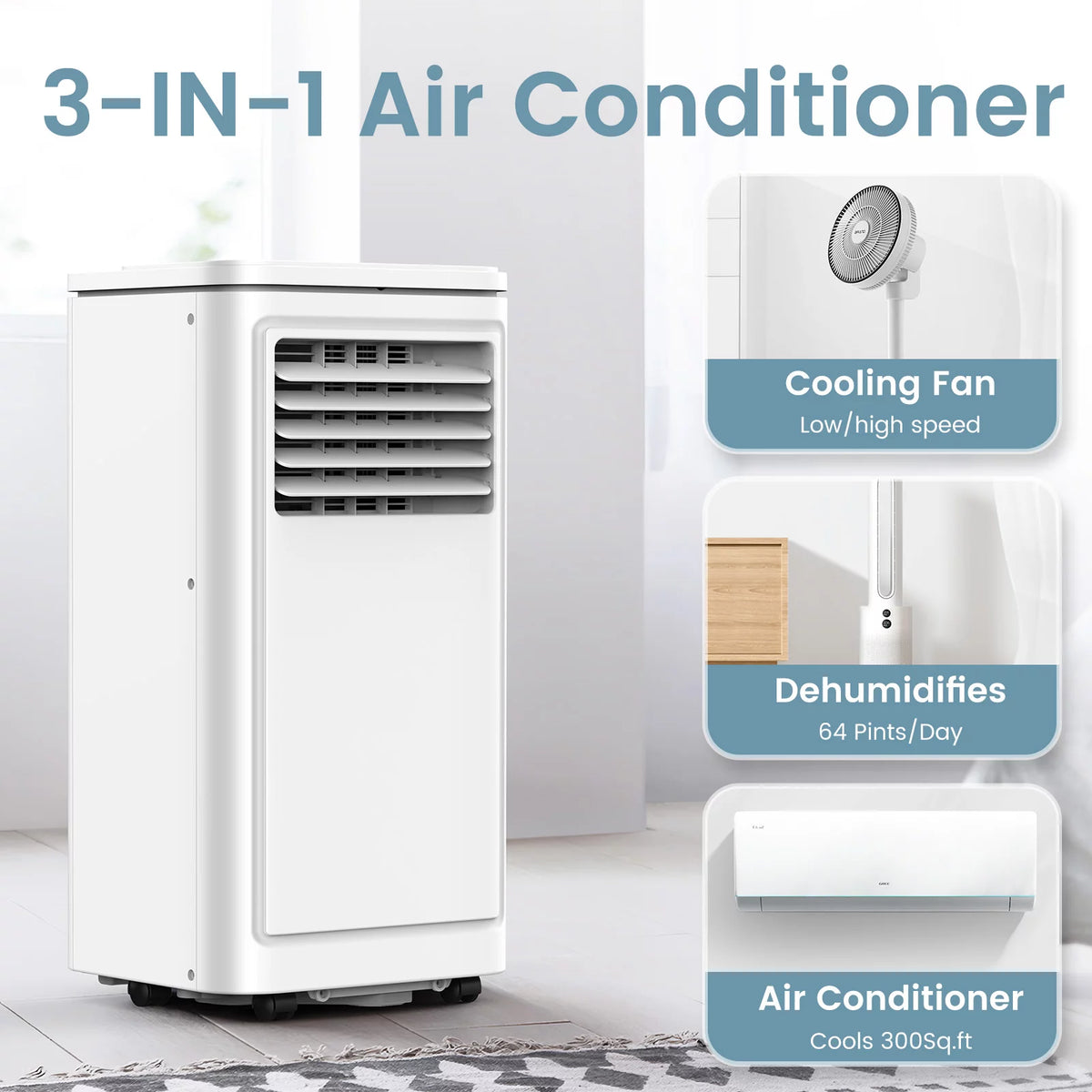 5000BTU Portable Air Conditioner with Remote, Dehumidifier & Fan Z5229