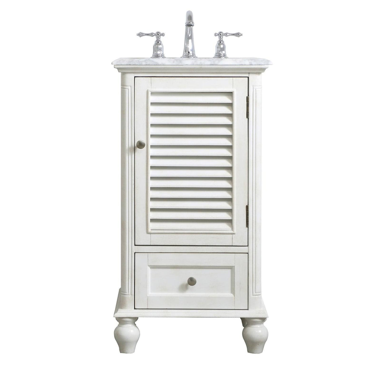 24 inch Antique White Bathroom Vanity Cabinet Set with Marble Top C935