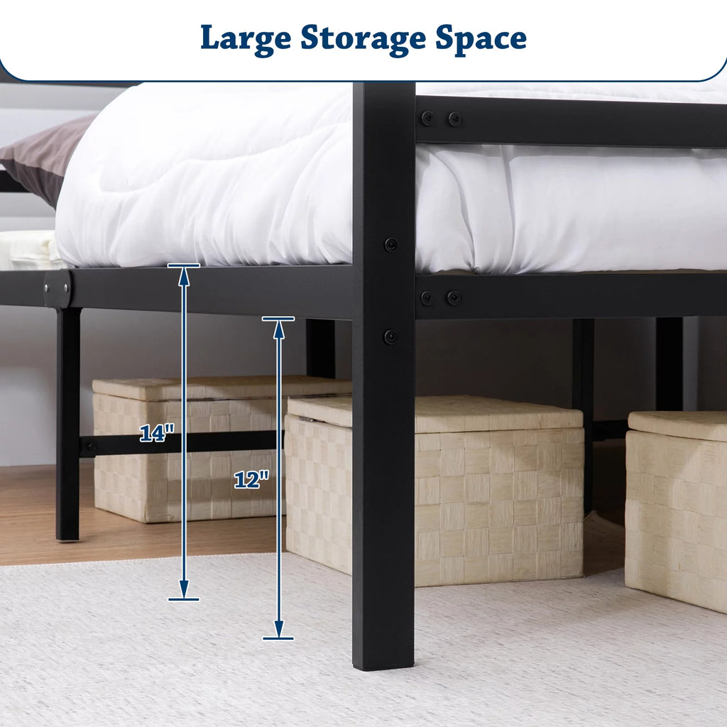 Full Size Metal Platform Bed Frame with Headboard H3450