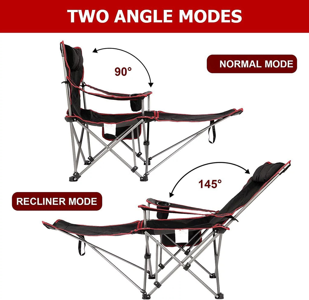 Black & Red Outdoor Camping Chair with Removable Footrest T961596