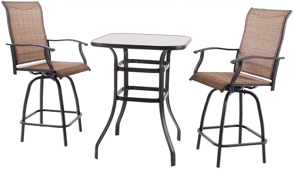 3 Piece Swivel Chair and Glass Table Y902291