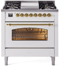 White Dual Fuel Propane Gas Range with Brass Trim T162