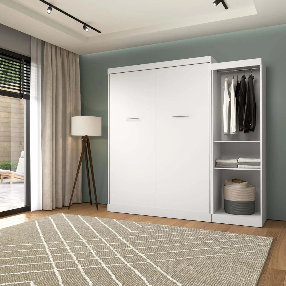 Queen Murphy Bed with Closet Organizer in White F681574