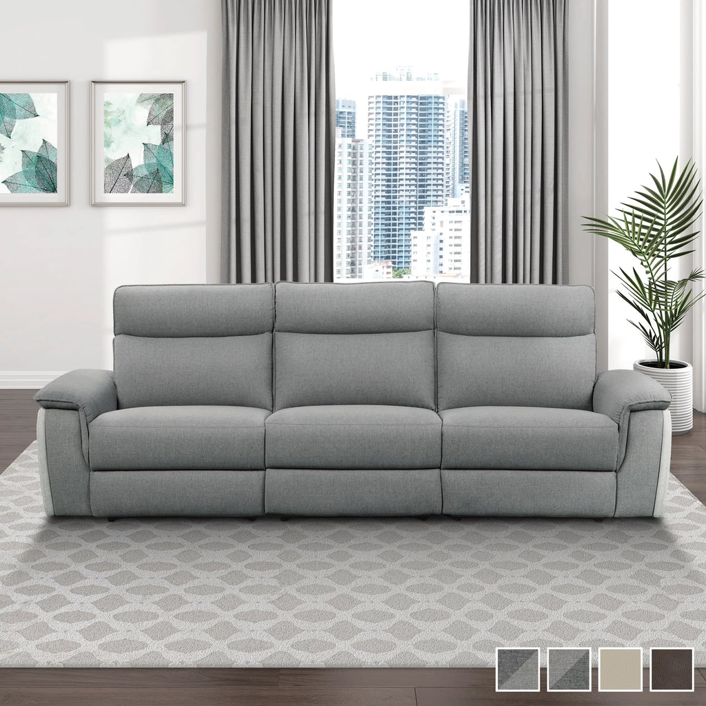 Dark Brown Leather Polyester Double Reclining Sofa V6806