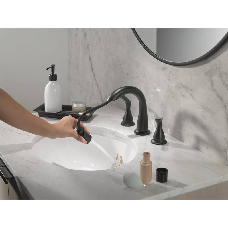 8 in. Double Handle Pull-Down Spout Bathroom Faucet Matte Black Z799