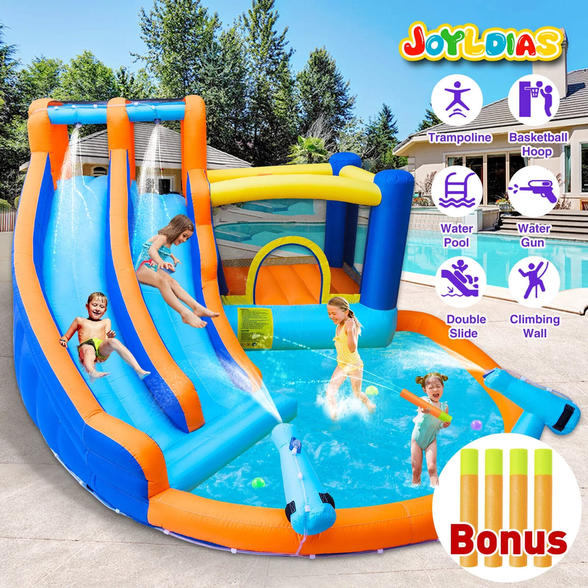 Kids Inflatable Water Slide Bouncer with Pool and Air Blower N843