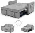 54.5 Pull Out Convertible Sleeper Sofa Bed Chenille Gray L350666