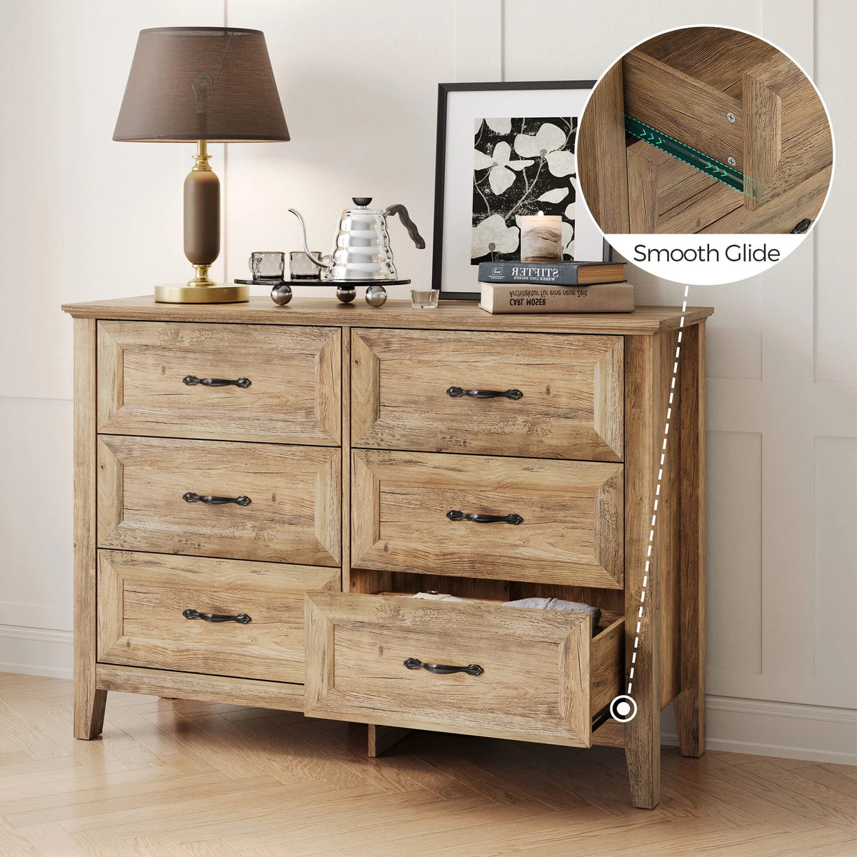 6 Drawer Rustic Oak Dresser U491
