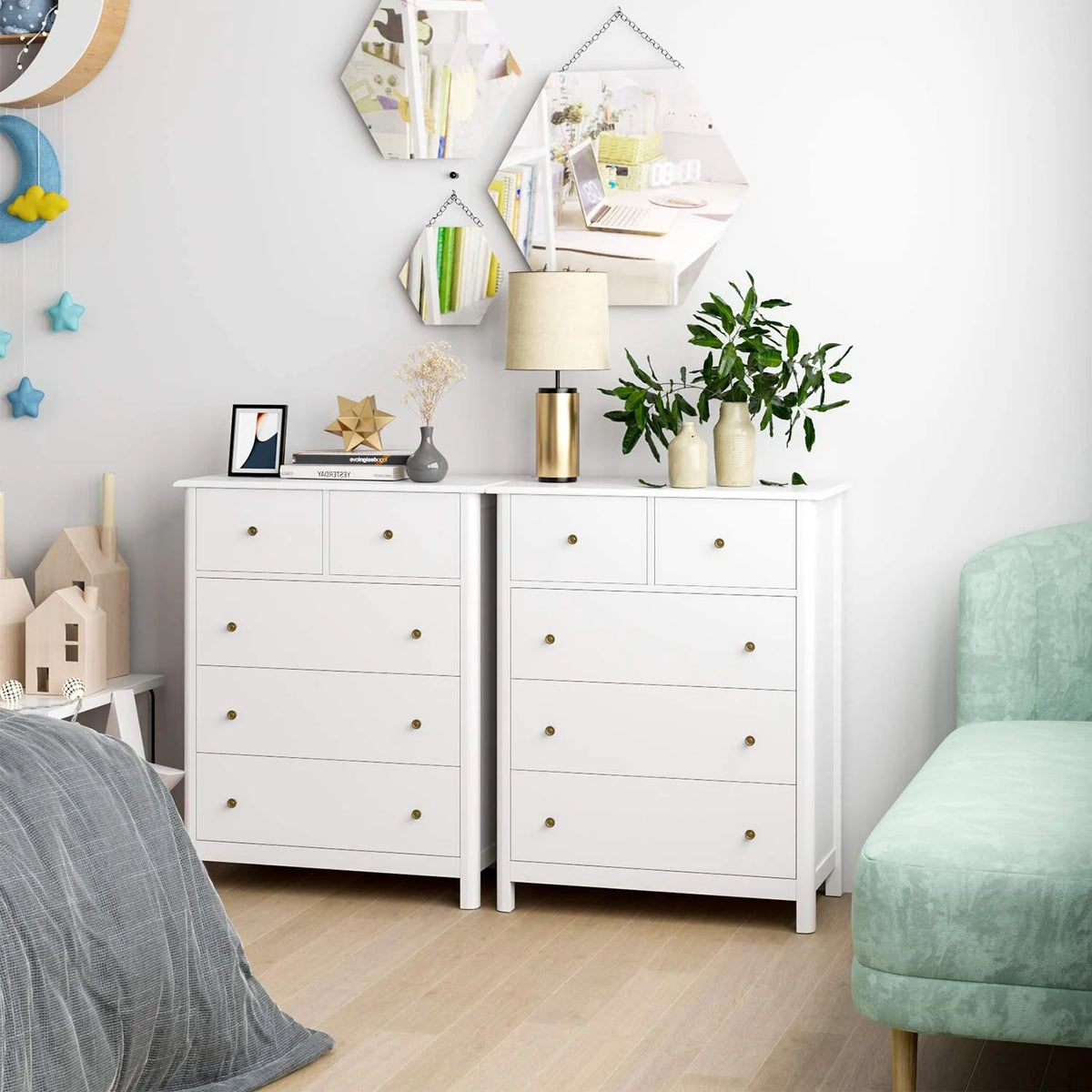 White 5 Drawer Kids Dresser S733855