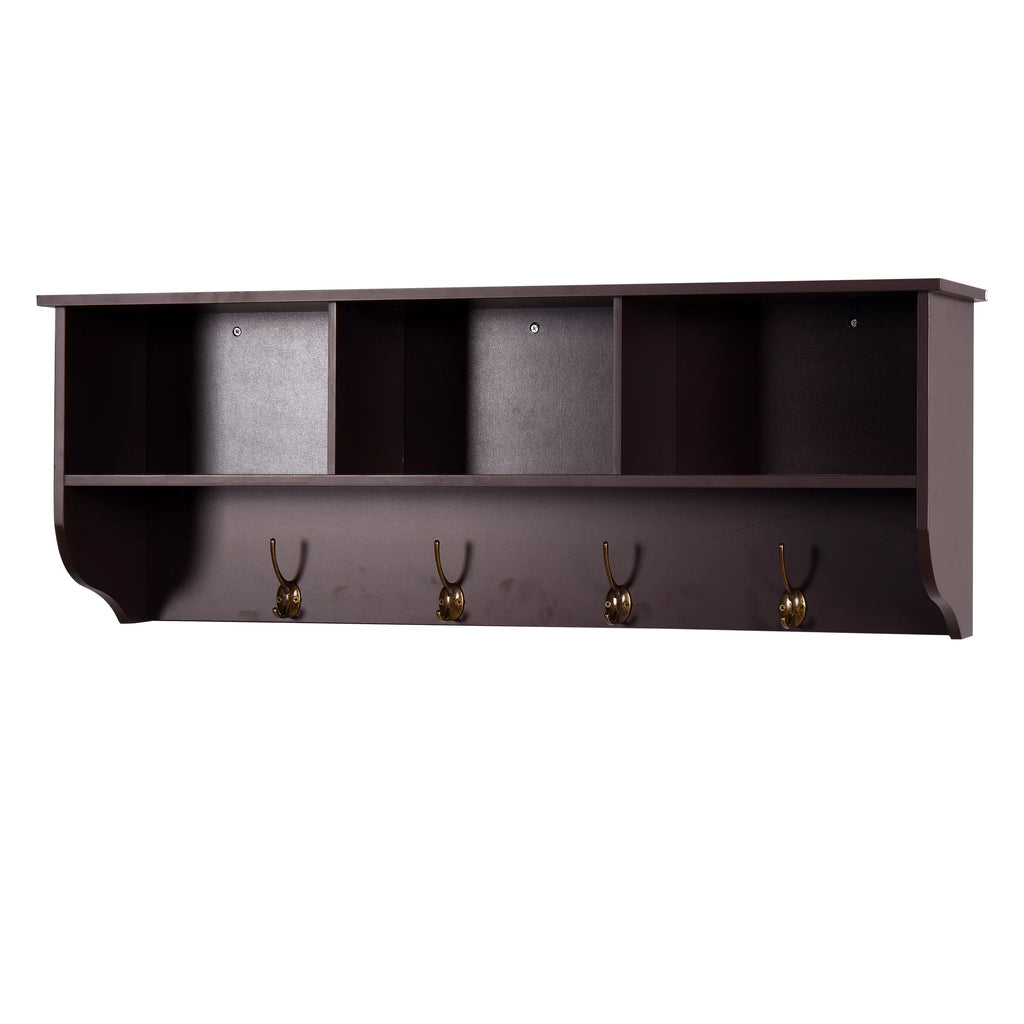 White Wall Mounted Coat Rack with 4 Dual Hooks H973835