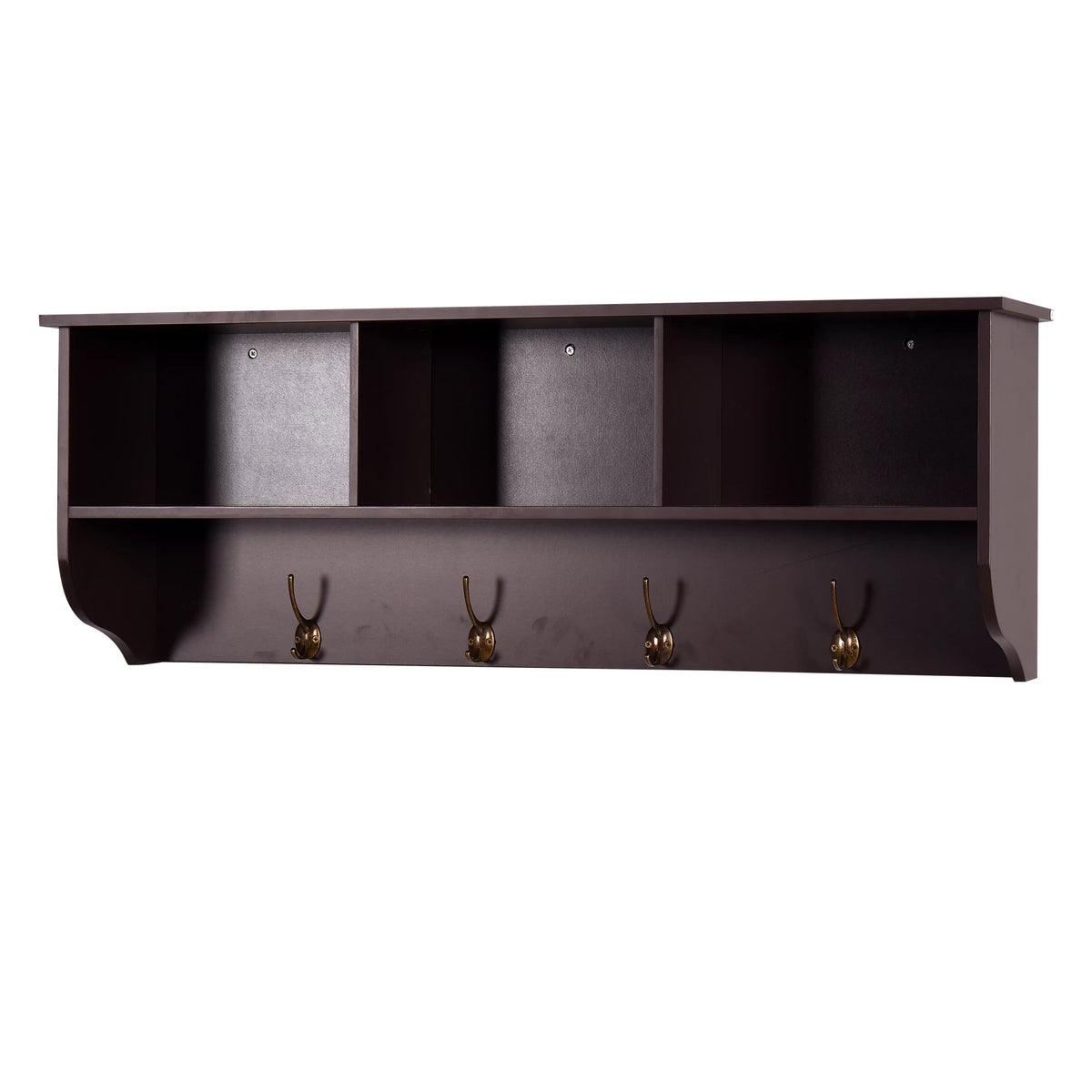 White Wall Mounted Coat Rack with 4 Dual Hooks H973835