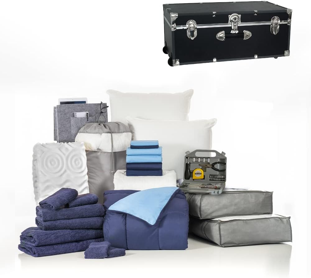 Twin XL Blue and Navy Bedding Bath Set P9370
