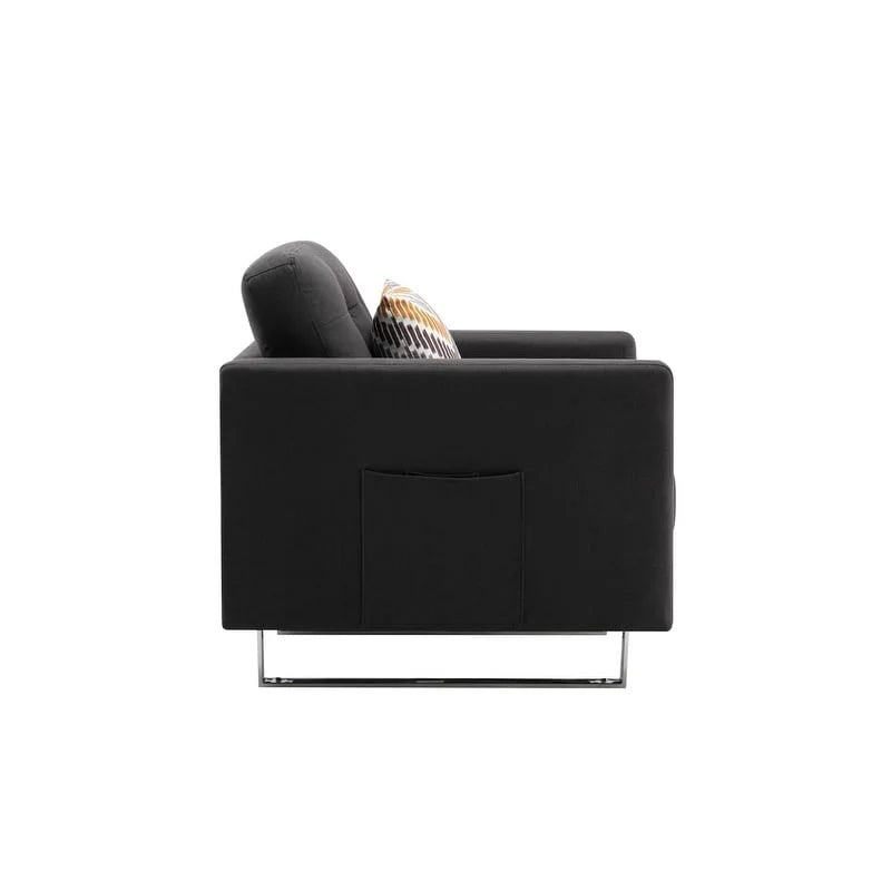 Linen Fabric Armchair with Metal Legs and Pillow Y26529