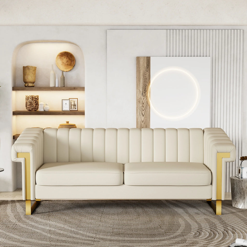 3 Seater Faux Leather Sofa with Removable Cushions R98010