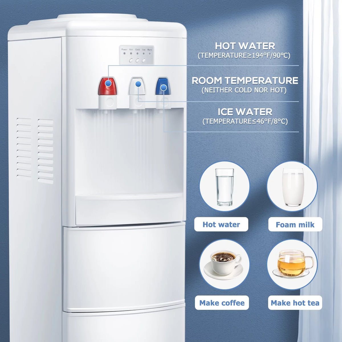 White Top Loading Water Cooler Dispenser with Ice Maker G21426