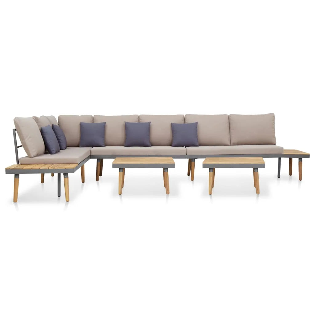 7-Seater Patio Lounge Set with Cushions Acacia Wood Brown X368705