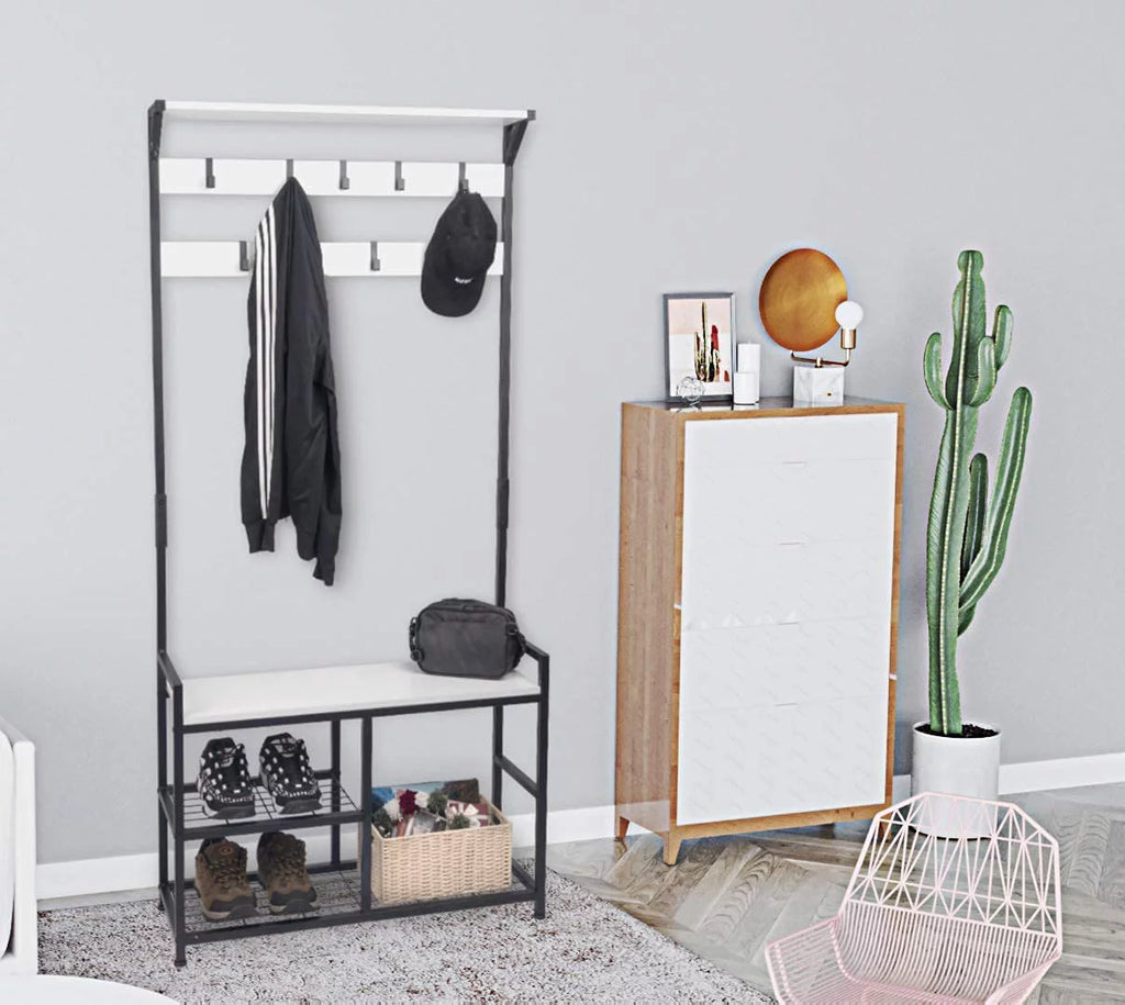 Coat Rack Shoe Bench with Metal Frame I4488