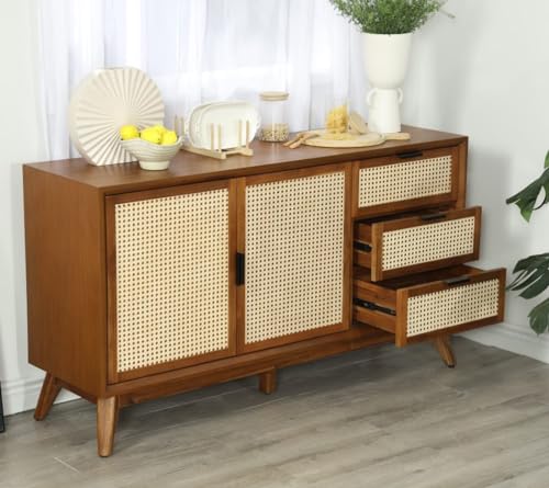 Solid Wood Sideboard with 2 Doors and 3 Drawers S76628
