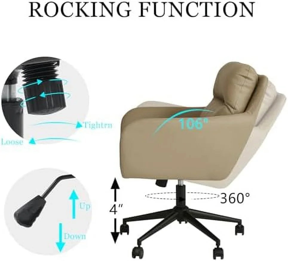 Beige PU Leather Office Chair with Pillow U7159