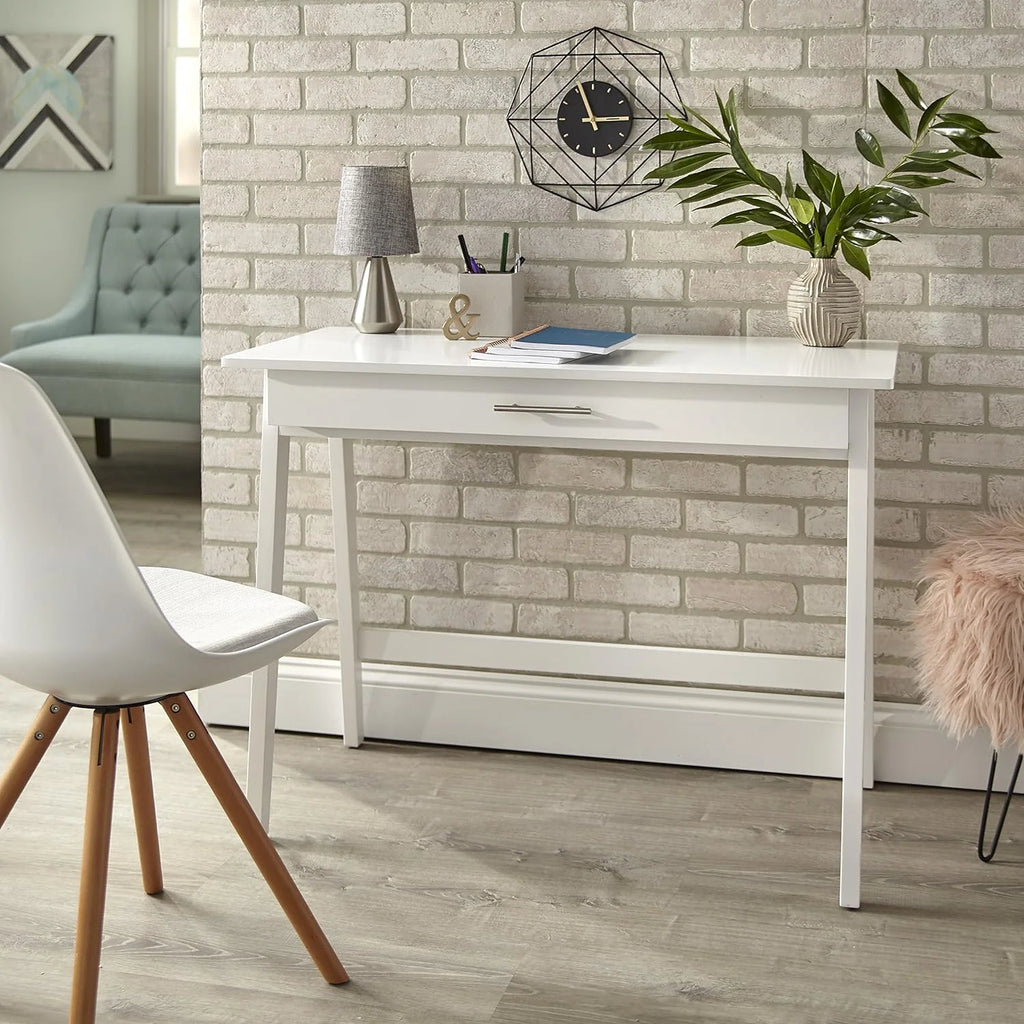 White Wood Writing Desk with Drawer T45282