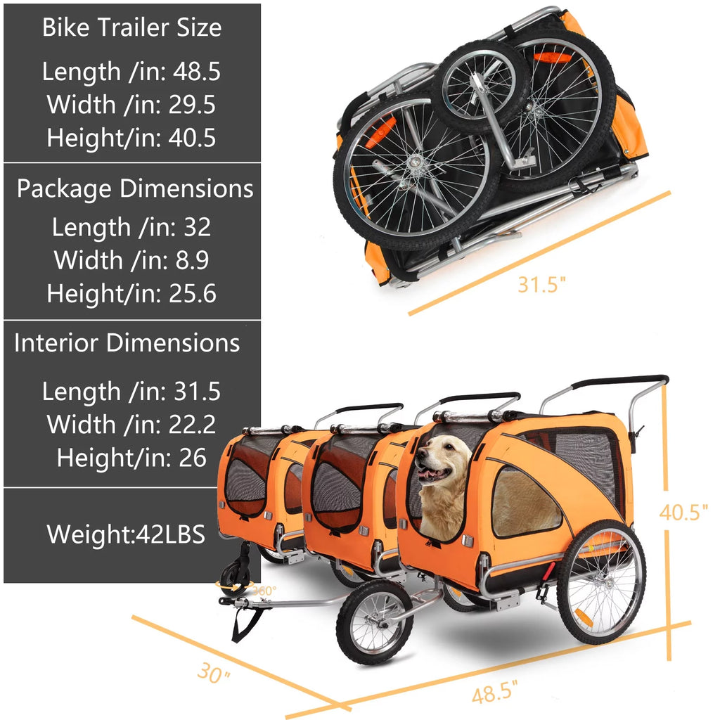 Red 3-in-1 Dog Bicycle Trailer and Stroller G305999
