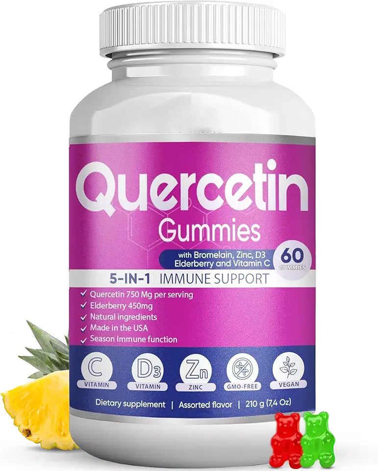 Quercetin Gummies with Bromelain Vitamin C Zinc Elderberry Vitamin D3 O443565