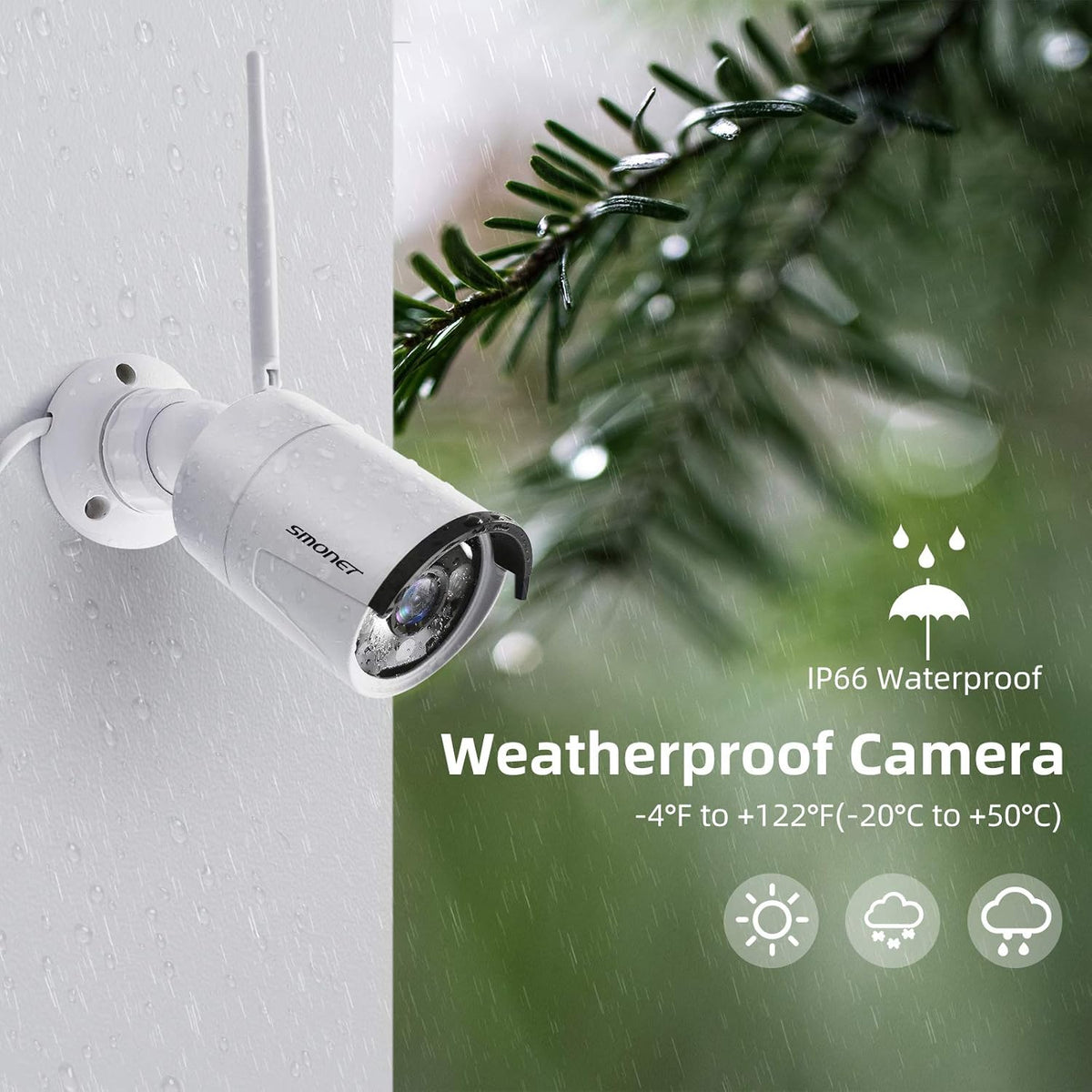 Wireless Security Camera System with 12” Monitor, 8 Channel 4pcs 1080P Indoor Outdoor IP Cameras, Night Vision A4563