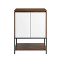 2 Door Accent Cabinet with Lower Shelf Dark Walnut Solid White O705783