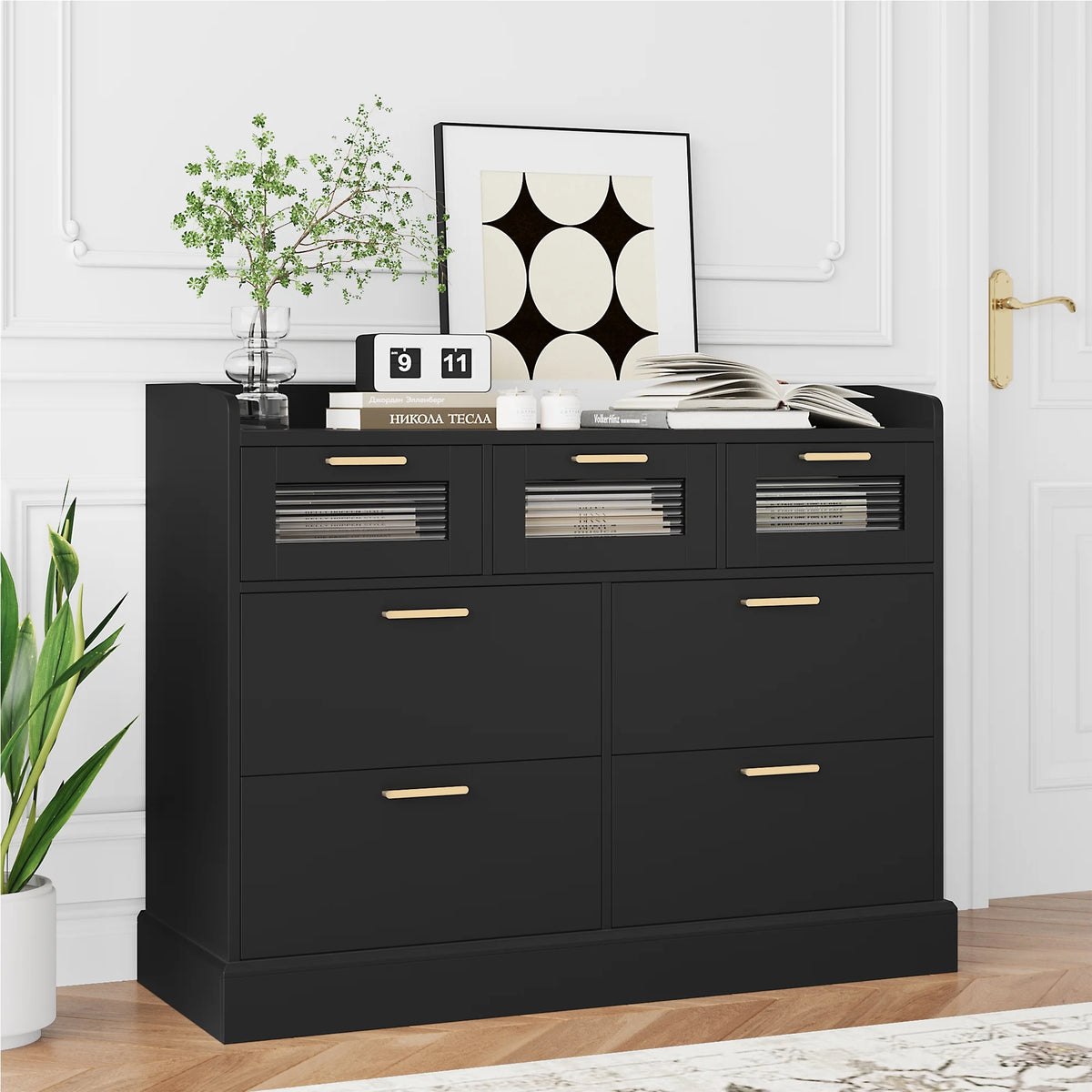 White 7 Drawer Wood Dresser C3596