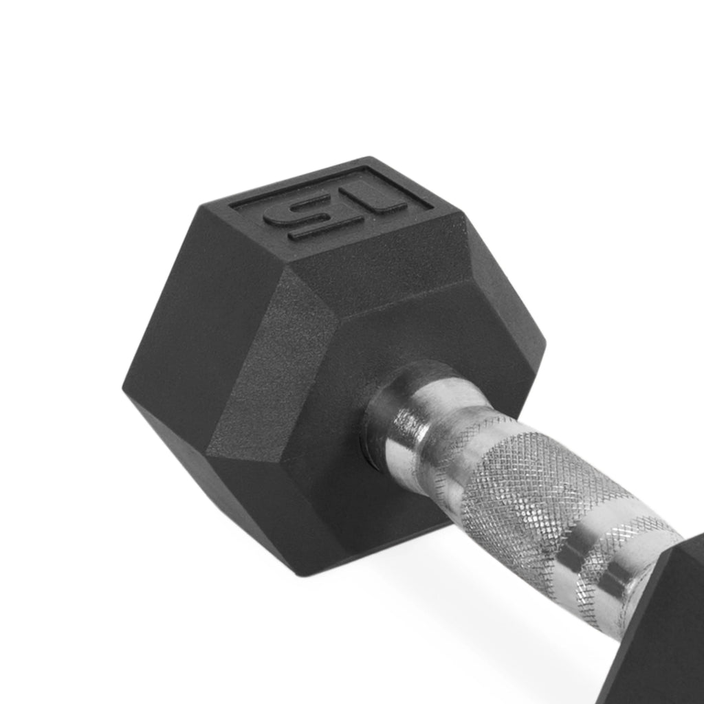 15lb Coated Rubber Hex Dumbbell Pair B397
