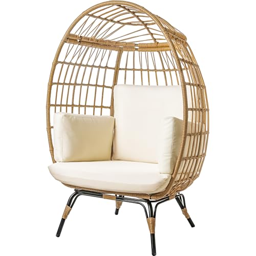 Ivory Wicker Egg Chair with Steel Frame F352124