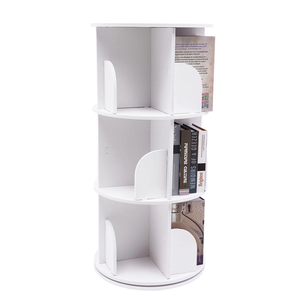 3 Tiers 360° Rotating Stackable Shelves Organizer White H38713