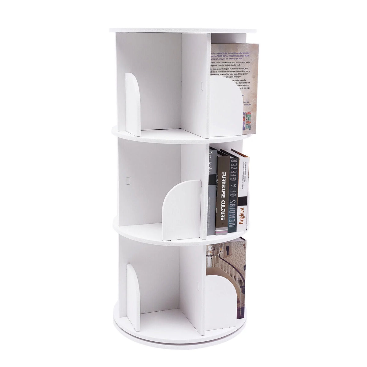 3 Tiers 360° Rotating Stackable Shelves Organizer White H38713
