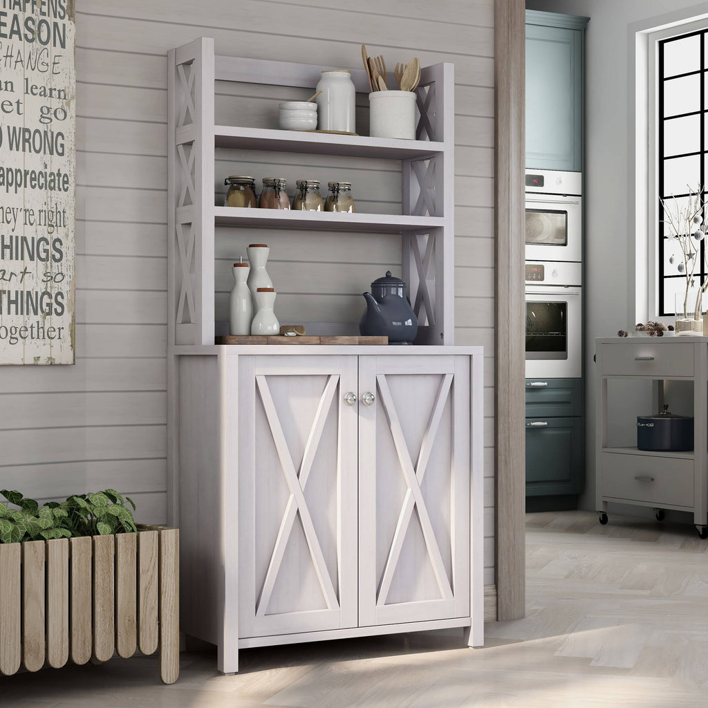 Rustic Grey Multi Shelf Microwave Cabinet Y8463