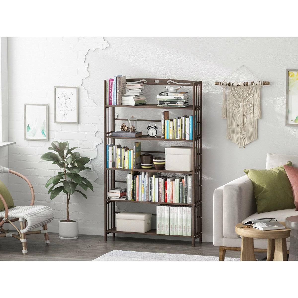 5 Shelf Solid Wood Bookshelf M6264