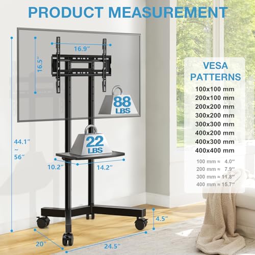 Height Adjustable Rolling TV Stand for 32-75 inch TVs M2755
